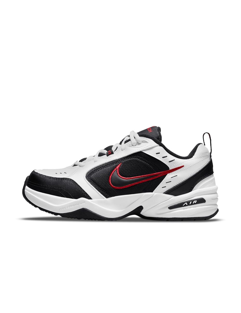 NIKE AIR MONARCH IV TRAINING SHOE (4E) - WHITE/BLACK/VARSITY RED, SIZE 9.5 US